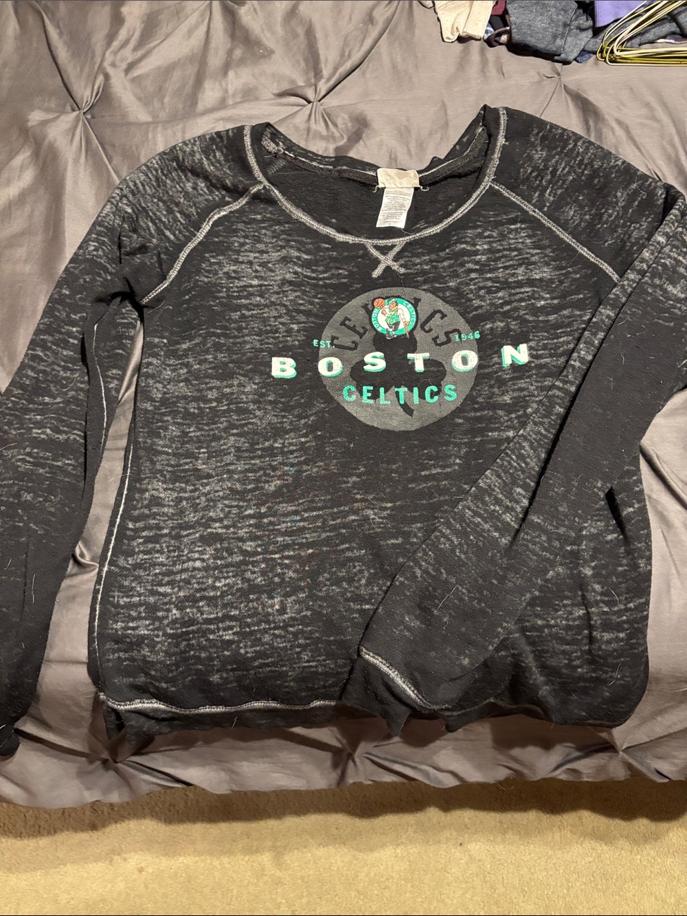 NBA Boston Celtics Black Crewneck Sweatshirt with Green Logo